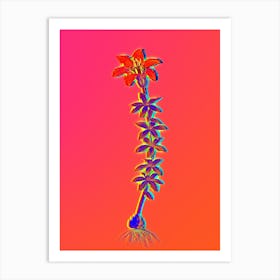 Neon Wood Lily Botanical in Hot Pink and Electric Blue n.0102 Art Print