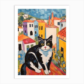 Painting Of A Cat In Nicosia Cyprus 1 Art Print