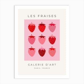 Les Fraises | 01 - Pink And Red Strawberries Fruit Art Print