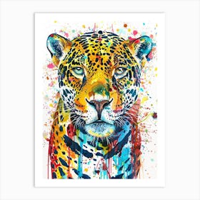 Jaguar Colourful Watercolour 4 Art Print