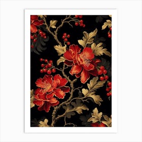 Chinese Witch Hazel 1 William Morris Style Winter Florals Art Print