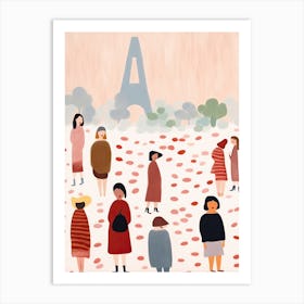 In Paris With The Eiffel Tower Scene, Tiny People And Illustration 8 Art Print