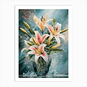 Lilies In A Vase - AI Art Print