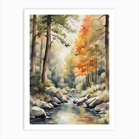 Watercolour Of A Stream Art Print