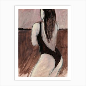 Woman In A Swimsuit - woman painting artwork erotic Art Print