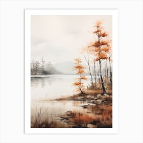 Lake In The Woods In Autumn, Painting 55 Art Print