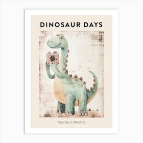 Taking A Photo Dinosaur Poster Art Print