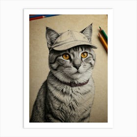 Cat In A Hat 5 Art Print