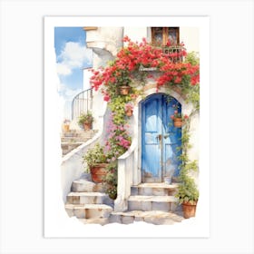 Amalfi, Italy   Mediterranean Doors Watercolour Painting 6 Art Print