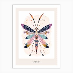 Colourful Insect Illustration Lacewing 4 Poster Art Print
