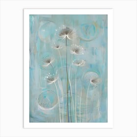 Ephemeral Echoes: A Symphony of Dandelion Seeds in a Dreamlike Sky Art Print