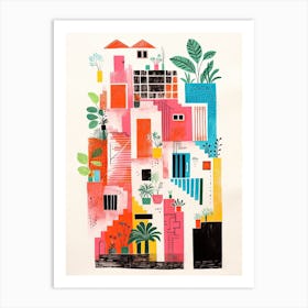 A House In Lisbon, Abstract Risograph Style 3 Art Print