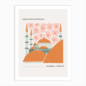 Hagia Sophia Mosque   Istanbul, Turkey, Warm Colours Illustration Travel Poster 2 Art Print