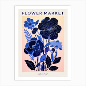 Blue Flower Market Poster Hibiscus 2 Art Print