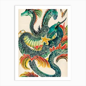 Sea Dragon Vintage Graphic Watercolour Art Print