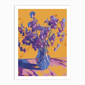 Sweet Pea Flowers On A Table   Contemporary Illustration 2 Art Print