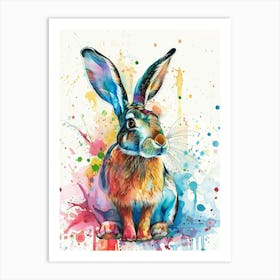 Rabbit Colourful Watercolour 1 Art Print