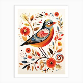 Scandinavian Bird Illustration House Sparrow 1 Art Print