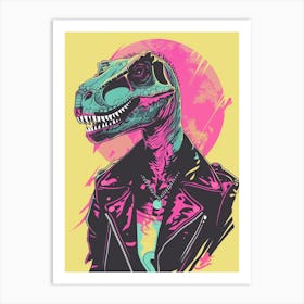 Punk Dinosaur Yellow & Pink Art Print
