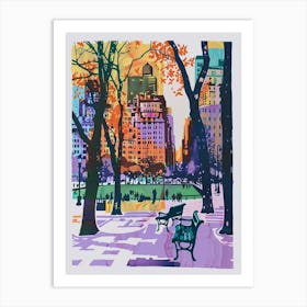 Washington Square Park New York Colourful Silkscreen Illustration 1 Art Print