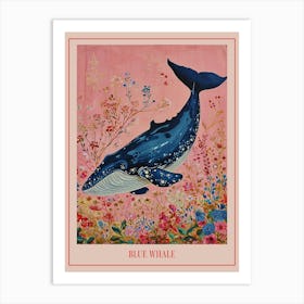 Floral Animal Painting Blue Whale 2 Poster Art Print