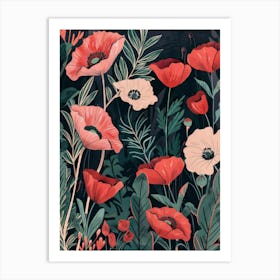 Poppies In The Garden Art Print