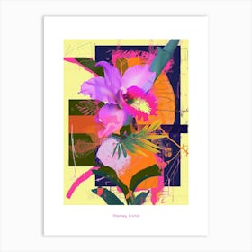 Monkey Orchid 3 Neon Flower Collage Poster Art Print