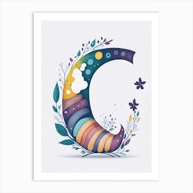 Colorful Letter C Illustration 38 Art Print