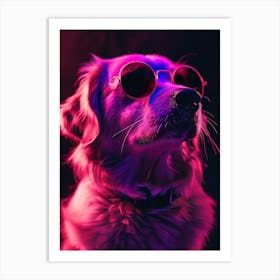 Beautiful Dog Under Neon Lights 4 Art Print