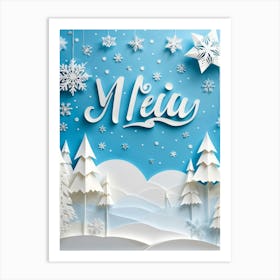 A Festive Greeting Design Winter Themed Typography Converges On A Celebratory Header Decorated Wit Art Print