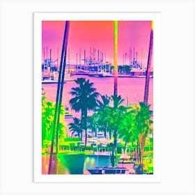 Port Of Long Beach United States Retro Risograph Print 1 harbour Art Print