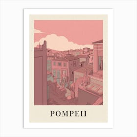 Pompeii Vintage Pink Italy Poster Art Print