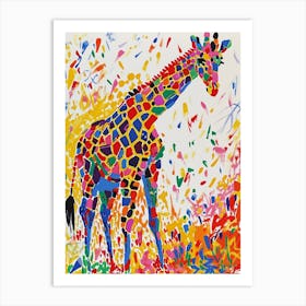 Rainbow Geometric Giraffe 2 Art Print