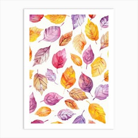 Watercolor Autumn Leaves 2 Art Print