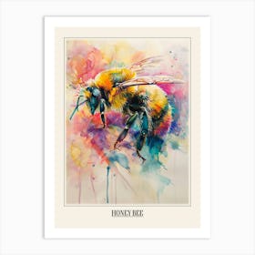 Honey Bee Colourful Watercolour 4 Poster Art Print
