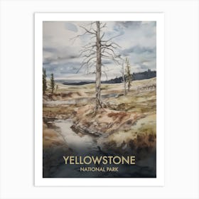Yellowstone National Park Watercolor Vintage Travel Poster 3 Art Print