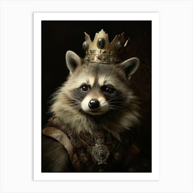 Vintage Portrait Of A Tanezumi Raccoon Wearing A Crown 4 Art Print