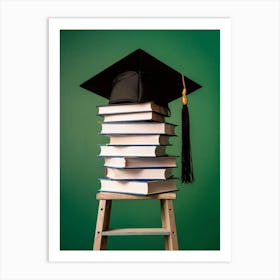 Graduation Hat On A Ladder Art Print