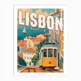 Travel Poster Of Lisbon Portugal Small Art Print