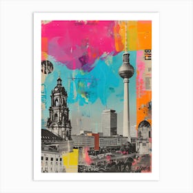 Berlin   Retro Collage Style 2 Art Print