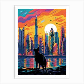 Dubai, United Arab Emirates Skyline With A Cat 3 Art Print