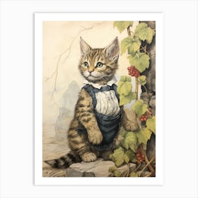 Storybook Animal Watercolour Bobcat 1 Art Print