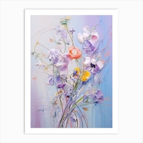 Abstract Flower Painting Lilac 2 Art Print