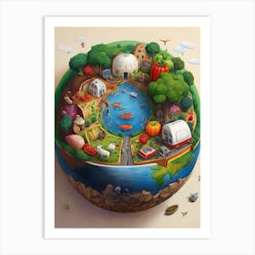 Earth In 3d Art Print