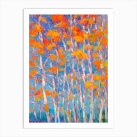 European White 2 Birch tree Abstract Block Colour Art Print