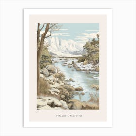 Vintage Winter Poster Patagonia Argentina 1 Art Print