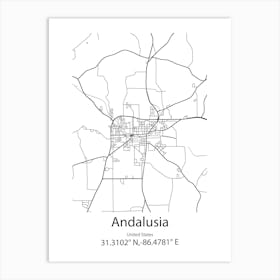 Andalusia,United States Minimalist Map Art Print