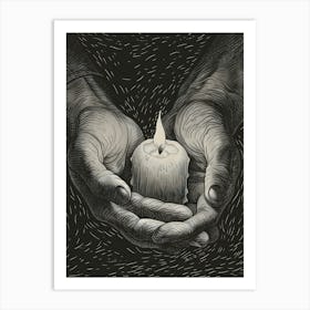 Candle In The Hands Art Print