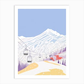 Gudauri   Georgia, Ski Resort Pastel Colours Illustration 0 Art Print