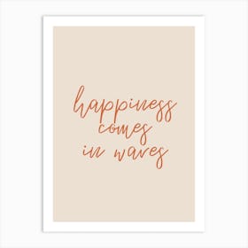 Happiness Comes In Waves Bohemian Quote Wall Art Print